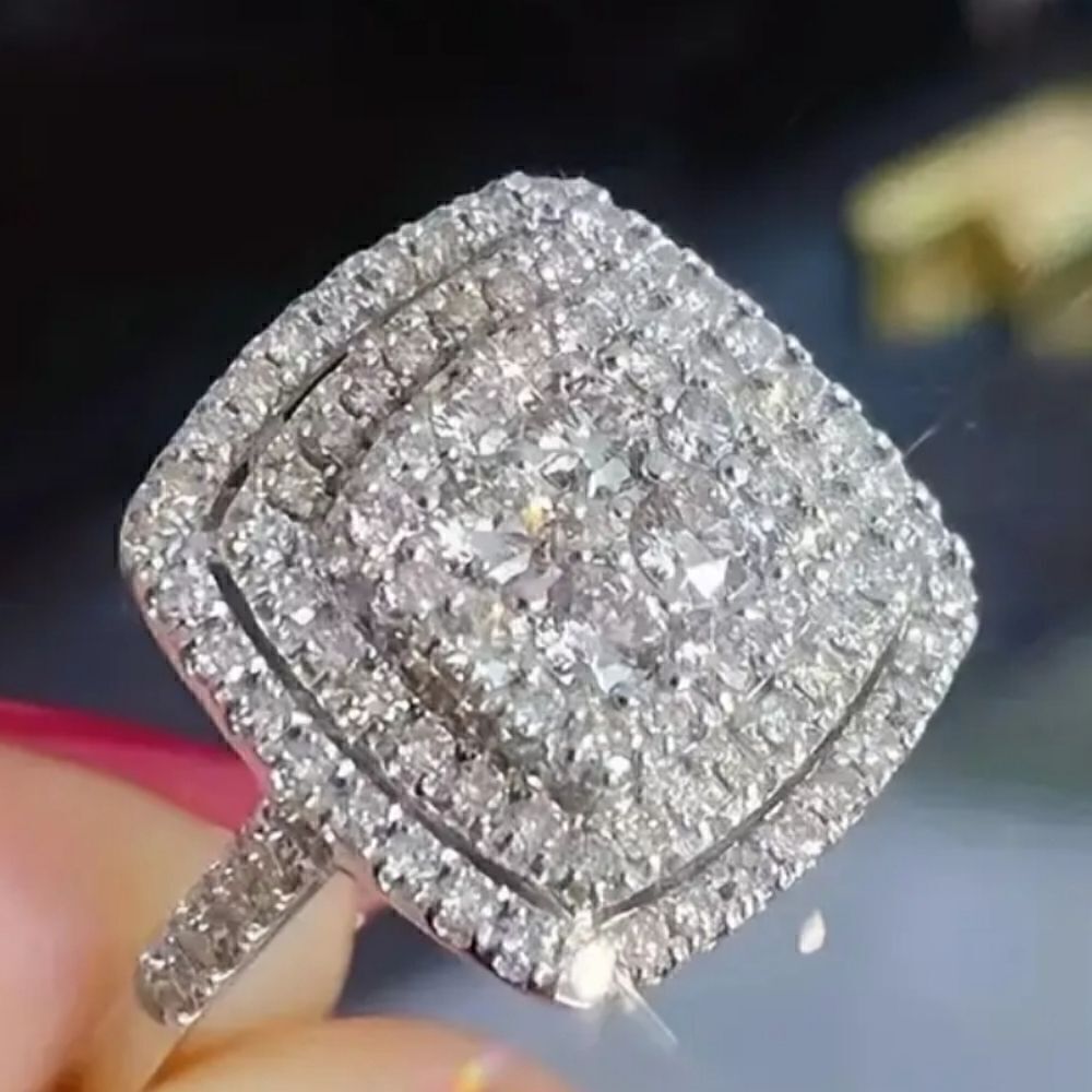 Zircon elegant square promise ring size 8 - Picture 3 of 11